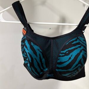 Panache Teal & Black Zebra-Print Underwire Sports Bra 36 DD
